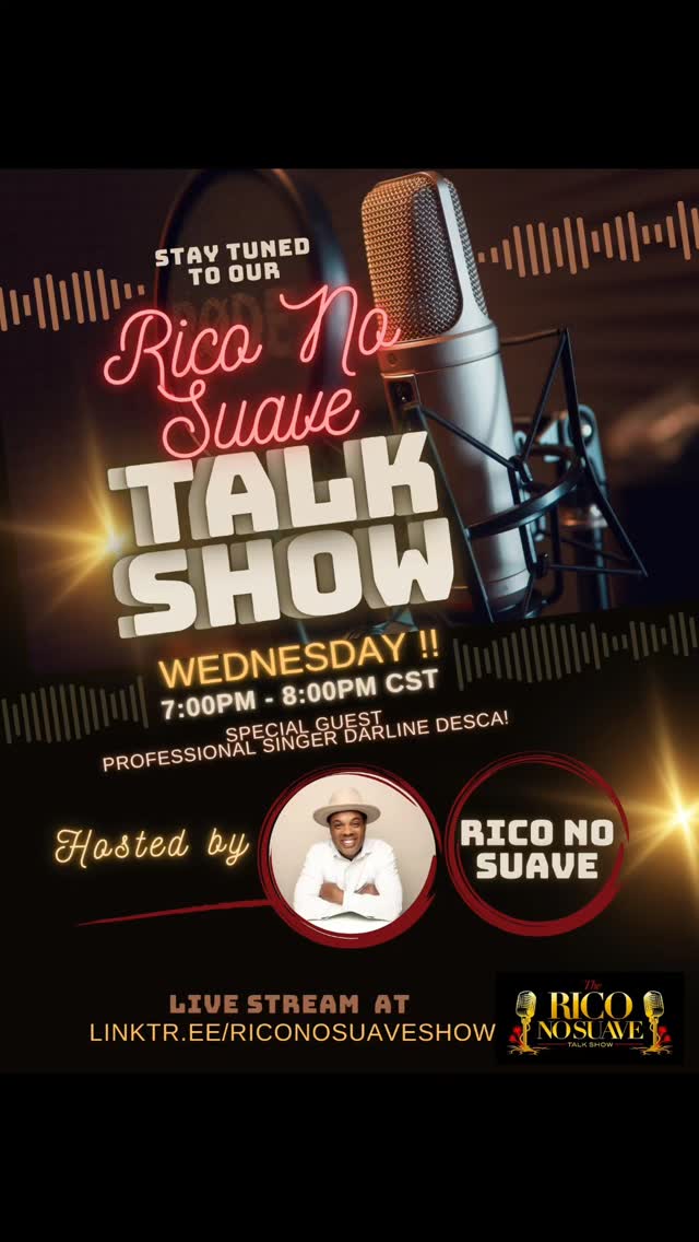 Its time to join me on the show tonight at 7pm cst on the Rico No Suave Talk Show with special guest Caribbean singer Darline Desca! Let's go! DALEEE! 

Tune in by clicking on the link in our bio! 

#talkshow #singersongwriter #artist