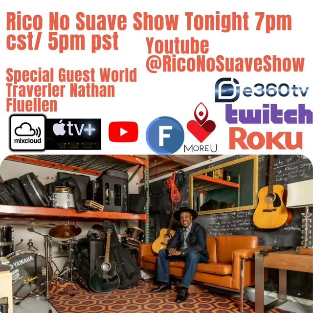 Oye Mi Gente! Its time to join me tonight on the Rico No Suave Show at 7pm cst and 5pm pst, as we have a great interview lined up for you! You want to make sure you tune in to watch Nathan Fluellen the World Wide Traverler from over 85 countries through his lifetime! Get ready! Daleee!

Subscribe to get notified by clicking on the link in my bio! 

#talkshow #entertainmentnews #WorldNews