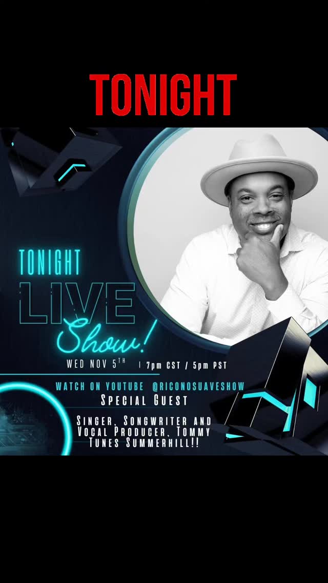 Oye Mi Gente! Join me tonight as we take music to a different level on the show! Join me as I interview the talented Tommy Tunes Summerhill at 7pm CST and 5pm PST. Daleee

Click the link in our bio to watch tonight 

#musician #music #singersongwriter #progressnotperfection #talkshow #musicproduction