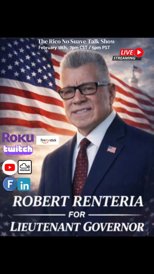 Feliz Dia mi Gente! We are supporting one of our own! Chicago we are always in need of someone that wants Chicago to be a better city for all from the youth to the seniors! We have a running Candidate for Lt. Governor  for Illinois Robert Renteria will be on the show! Show your support! Daleee!

***Guest Alert February 18 ***

Dr. Robert Renteria came from humble beginnings and was born in the Barrio of East Los Angeles. Later in life he honorably served our country for over seven years as U.S army airborne veteran and non-commissioned officer.  After serving the military as an elite soldier he then climbed the corporate ladder and became Vice President of a publicly traded company on the New York Stock Exchange NYSE.

Twenty years later he is now an international award winning Latino author and civic leader whose books From the Barrio to the Board Room, graphic novel Mi Barrio and activity coloring book are being taught in classrooms to our children across America and in over 25 other countries.

Dr. Renteria is the first Latino in the world 🌎 to ever receive two national Dr. Martin Lurther King, Jr. Awards for his work as a civil rights leader and a Latino voice in educational reform.  Additionally, Dr. Robert is also the first Latino in the world to receive the International  Outstanding Humanitarian Award for promoting global peace and education.

Dr. Renteria is not a professional politician but rather he is a professional servant hero.  Dr. Robert is a proven leader who will never tell you what he will do on day one, he is already doing the work for over the past 20 plus years!  Please do everyone a favor and Google Robert Renteria to learn more abouit his body of work both nationally and internationally.

Dr. Robert when elected will be the first Mexican American Lt. Governor in the history of illinois, he believes that Illinois does not need a bitter Government but better people.

Dr. Renteria loves America, he loves Illinois and he wants you to know that he loves you and there is nothing you can do about it!!

Support Robery

Campaign Website:  www.mendrick4governor2026.com

Watch live click the link in our bio!

#tallshow #Illinois #government
