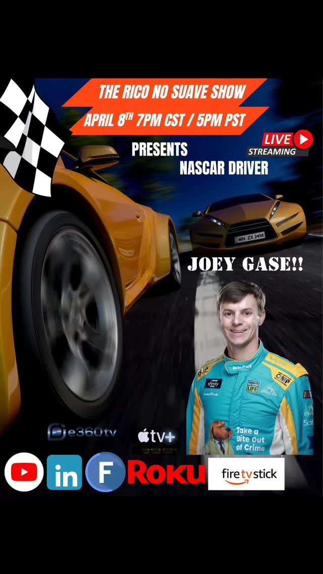 Get ready for a great show because Joey Gase the professional Nascar Driver is on the show this Wednesday 7pm cst and 5pm pst! Let's gooo! 

***Guest Alert April 8 ***

 Born in Cedar Rapids, IA, Joey Gase began racing go karts at the young age of 8 and won his first competitive race. He became the youngest track champion at his home track of Hawkeye Downs Speedway at age 16. Gase made his debut in the NASCAR O'Reilly Auto Parts (formerly Xfinity) Series at the age of 18 at Iowa Speedway in 2011. He has over 300 starts in this series, with a career-best finish of 5th at Talladega in 2015. Joey made his NASCAR Cup Series debut in 2014. He has over 400 combined starts in NASCAR's top three series, including three Daytona 500 starts.

  In 2021, Joey formed his own NASCAR O'Reilly Auto Parts Series team which now goes by the name Joey Gase Motorsports with Scott Osteen. Joey is married to Caitlin and they have six year old twin boys, Carson and Jace. Joey is a prominent advocate for organ, eye, and tissue donation following the sudden loss of his mother, Mary, to a brain aneurysm in 2011. Her donation helped save and improve the lives of 66 people. Joey won the inaugural Comcast Community Champion Award in 2015 for his work with organ donation.

Follow Joey @joeygaseracing

Watch live with options by clicking on the link in our bio

#nascar #racing #nascarracing #f #nascardiecast