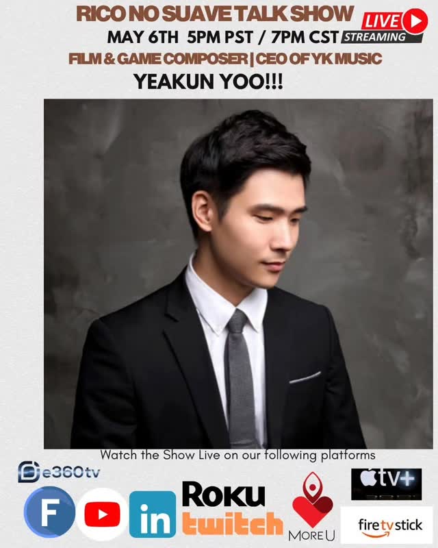 Oye mi gente, we are going to have a great interview this Wednesday 7pm cst and 5pm pst for another great gurst! Coming in from Korea! Dalee!

***Guest Alert May 6 ***

Yeakun Yoo is a film, television, and game composer, as well as the CEO of YK Music Productions, a creative studio specializing in cinematic music for global entertainment projects. Based in Seoul and working internationally, he is also an adjunct professor at the Seoul Institute of the Arts, where he mentors emerging composers in film and game scoring.

He began his musical journey early, studying piano, violin, and guitar before committing fully to composition in his teenage years. After leaving traditional schooling to pursue music, he was admitted to Seoul National University, where he graduated at the top of his class in composition.

He runs a film scoring academy aimed at nurturing the next generation of composers while also supporting the sustainability of his studio. His long-term vision is to become a leading A-list composer working across Hollywood and international markets, with aspirations of winning Emmy and Grammy awards.

Follow Yeakun @yeakunyoo

Watch live with options by clicking on the link in our bio

#gamecomposer #composer #gamemusic #gameaudio #gamedev