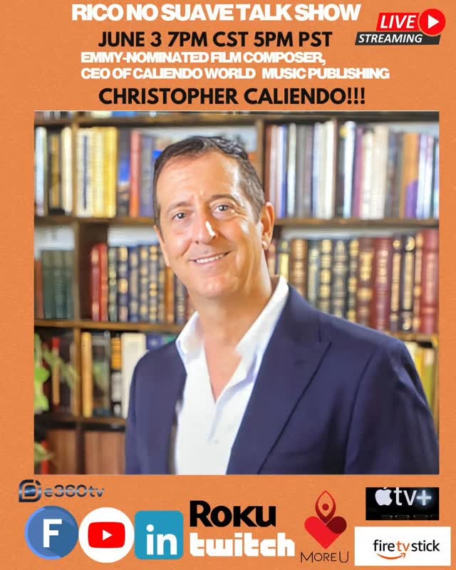 Mi gente, i am pleased and excited to have my good friend and buddy on my show this Wednesday! This gentleman has many accomplishments in music and film composer! Get ready to be amazed by the greatness of Christopher Caliendo! Daleee! 

***Guest Alert  June 3***

Christopher Caliendo, born in Jackson Heights, Queens, New York City on January 6th, 1959, is an American composer, conductor, publisher, world music guitarist, teacher, commercial banker, business owner, and entrepreneur. Cited as a “wunderkind” by the Los Angeles Weekly, he became the first composer in Hollywood history to re-score an existing film with his original score to SONY PICTURES Major Dundee starring Charlton Heston. 

Caliendo has also composed original fanfares for major cultural events, including the 25th Anniversary of the Phoenix Film Festival (featured across more than 300 screenings), the Martial Arts Film Festival, and the Chandler International Film Festival, where he serves on the board and contributed a commemorative work for its 10th anniversary.

Follow Christopher @caliendofilmcomposer

Watch live with options by clicking on the link in our bio

#filmcomposer #Musiccomposer #talkshow