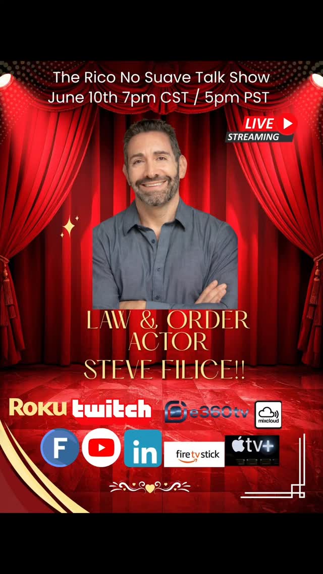 ***Guest Alert  June 10***

Steve Filice is a Los Angeles–based actor and producer whose career spans television, film, commercials, and live performance. With years of experience working in and around the entertainment industry in LA, Steve has built a reputation for bringing grounded authenticity, professionalism, and emotional depth to every role he takes on.

Over the course of his career, Steve has appeared in acclaimed television series including Law & Order: Special Victims Unit, Heroes, and the Amazon Prime series Countdown. His work reflects a wide range of character-driven performances, from intense dramatic roles to more grounded, relatable characters that connect with audiences in a real way.

Follow Steve @laactor818

Watch live with options by clicking on the link in our bio

#filmactor #Movies #talkshow