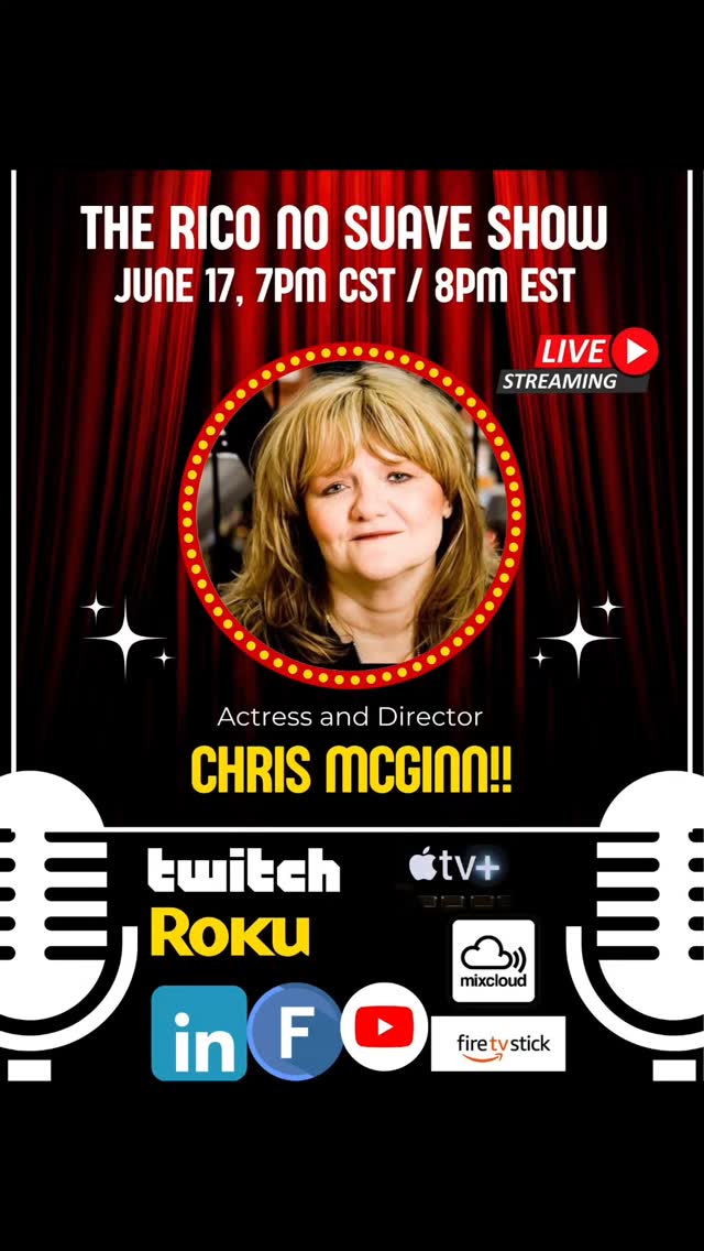 Oye mi gente! You dont want to miss this interview! We welcome back the awesome actress from the Movie KidNap with Halle Berry @chrismmcginn_ this Wednesday at 7pm cst and 8pm est! Daleee! 

***Guest Alert June 17 ***

Chris McGinn is a versatile actress and director best known for her film and television credits
Kidnap with Halle Berry starring Phillip Seymour Hoffman and directed by Charlie Kauffman, My Own Love Song with Renee Zellweger andForest Whitaker, The Silence of the Lambs, Sweet and Lowdown, Orange Is the New Black (Netflix), You Don’t Know Jack, Curb Your Enthusiasm, The Corrections (HBO) and the House of Lies pilot with Don Cheadle (Showtime).

Her theatre credits are highlighted by the acclaimed Long Wharf production of Camille; a modern adaptation of the Alexandre Dumas classic by the British playwright Pam Gems with Kathleen Turner, Gina Gershon and David Hyde Pierce.

Additional work includes Bringing Out The Dead directed by Martin Scorsese, Mickey Blue
Eyes directed by Hugh Grant, Ed, Law and Order, SVU, Late Night with Conan O’Brien (NBC), 100 Centre Street (A&E), The Sopranos, Sex and the City (HBO), Wonderland and the recurring role of “Irma in the Glamourama” on All My Children (ABC).

Follow Chris @chrismmcginn_

Watch live with options by clicking on the link in our bio

#filmactor #Movies #talkshow