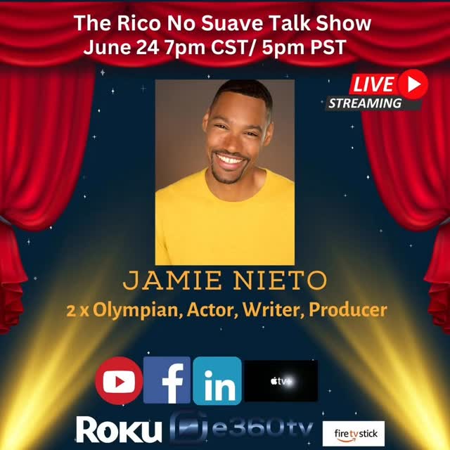 Oye mi gente its time to get ready for a fabulous show this Wednesday 7pm cst and 5pm pst! Im excited to interview this gentleman Jamie Nieto!!!

****Guest Alert June 24 ***

Jamie Nieto is a two-time Olympian, actor, writer, producer, and speaker from Sacramento, California. A three-time All-American and former elite high jumper, Jamie competed on both the 2004 and 2012 U.S. Olympic Teams, earning multiple national titles while competing in more than forty countries. He still holds indoor and outdoor high jump records at both Sacramento City College and Eastern Michigan University.

While competing professionally, Jamie pursued his passion for entertainment, launching an acting career in 2007. Since then, he has appeared in television and film projects including Criminal Minds, Away, Power Book III: Raising Kanan, Family Time, and the faith-based feature The Encounter.

Today, Jamie continues pursuing storytelling while inspiring others through speaking engagements, coaching, and virtual high jump clinics, using his journey of resilience to encourage others to push beyond perceived limitations.

Follow Jamie @jamienieto

Watch live with options by clicking on the link in our bio

#filmactor #Movies #talkshow