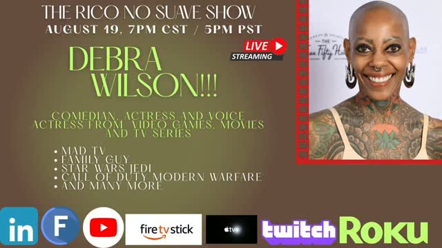 Oye Mi Gente! I am super excited for this upcoming interview this Wednesday 7pm cst and 5pm pst as I have an exclusive interview with Celebrity Comedian, Actress and Voice Actress from some of my favorites TV Series, Movies and Video Games such as Mad TV, Family Guy, Star Trek Jedi, Call of Duty Modern Warfare, Halo Infinite and many more. Please all welcome DEBRA WILSON!!!! Daleee!

You can all tune in  via multiple platforms by clicking on the link in our bio!

#actress #talkshow #videogames #voiceover #voiceacting