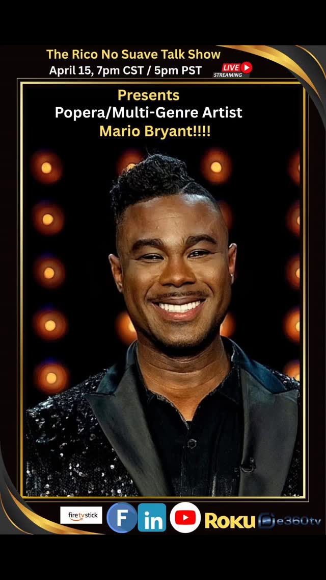 Thos is an interview you  don't want to miss l,Get ready for a fun filled show. 

Guest Alert April 15 ***

Mario, a songwriter and performer is a rising American popera star. With years of classical training behind him, Mario displays a vocal control and range which is uncommon for most pop musicians. 

His unique style is a result of a diverse skills of music and lifetime of influences from the Clark Sisters (gospel) to Stevie Wonder to John Legend to Pavarotti and Andrea Bocelli (opera). In fact, Mario's rendition of Pavarotti's signature pieces, "Nessun Dorma' and 'O Sole Mio', has been widely hailed. He expertly combines pop and opera that's uniquely Mario. 

Mario performed on TV shows Fox's "I Can See Your Voice " and HBO/MAX's "Second Chance Stage" where he was one of the finalists and runner-up. He has had the honor of performing on stage with the Hollywood's legendary songwriter/producer David Foster at the Gibson Amphitheater. He also won the Steve Harvey Show singing contest. 

Mario continues to travel the west coast to Chicago to the east coast singing with his God-given vocals and humble heart.

Follow Mario @Mario_Bryant

Watch live with options by clicking on the link in our bio

#professionalsinger #loveismyreason #teamlb #timelessmusic #newartist
